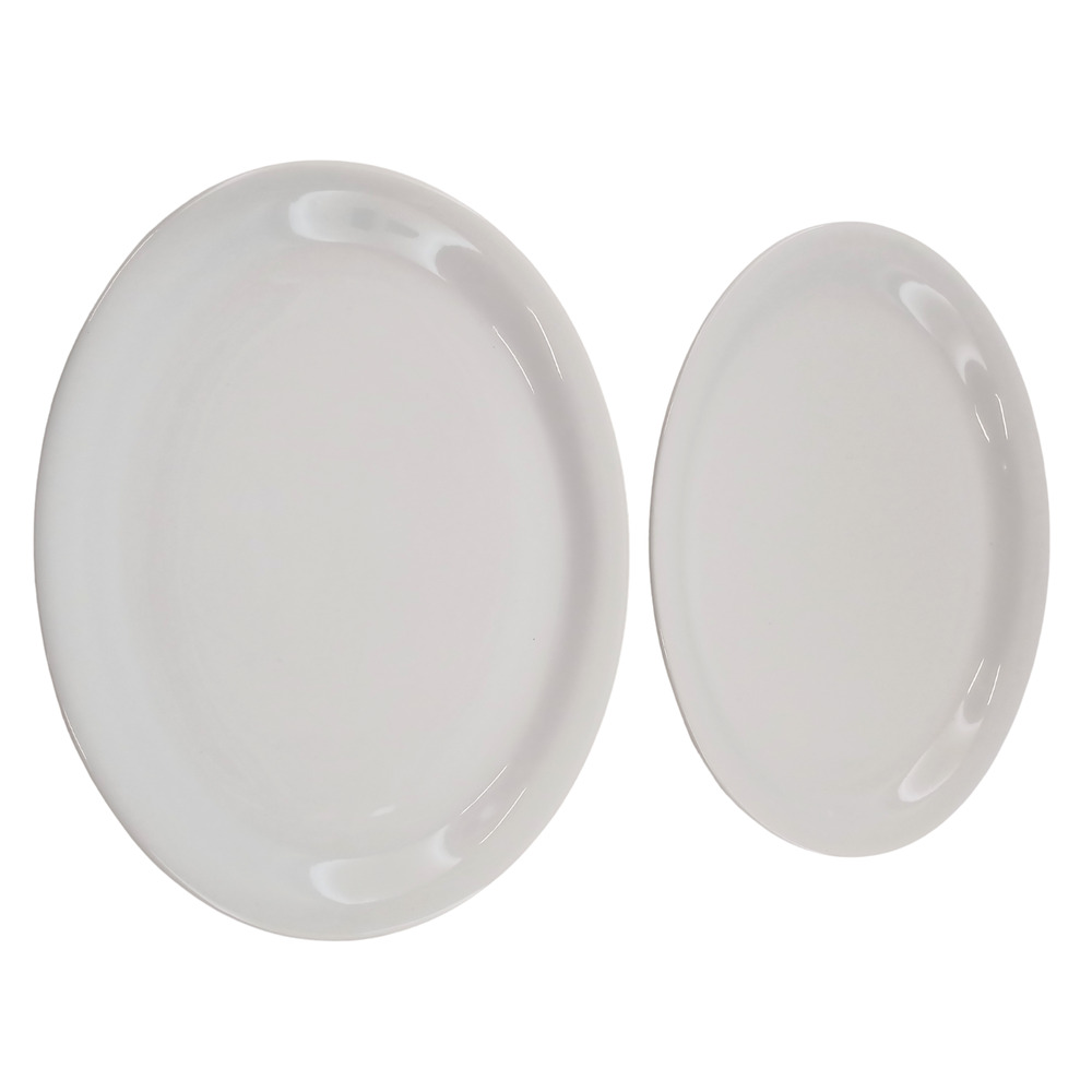 Oneida Bright White Oval Ceramic Serving Platters 11.5" Set of 2 Microwave Safe
